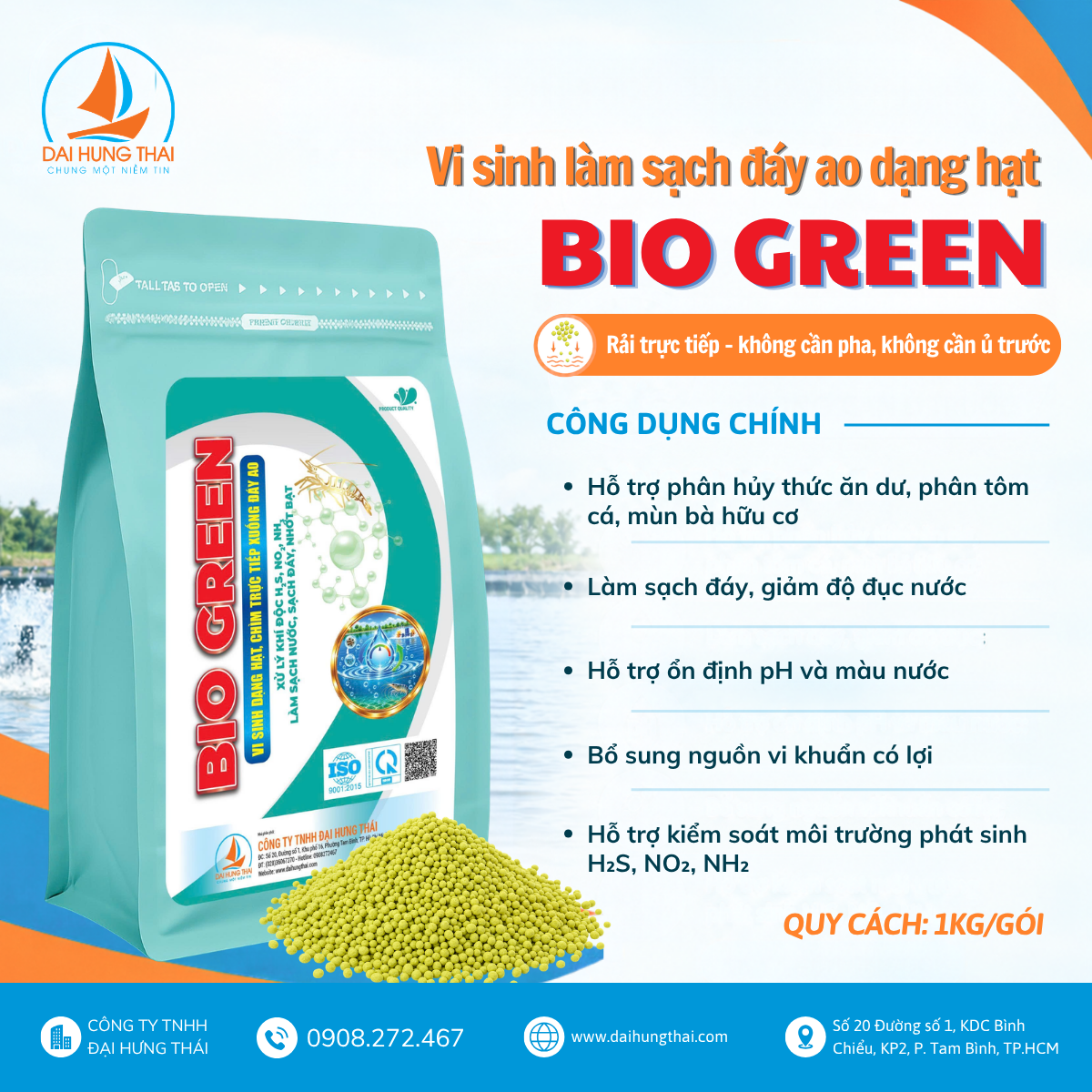 Bio Green Vi Sinh Làm Sạch Đáy Ao Dạng Hạt